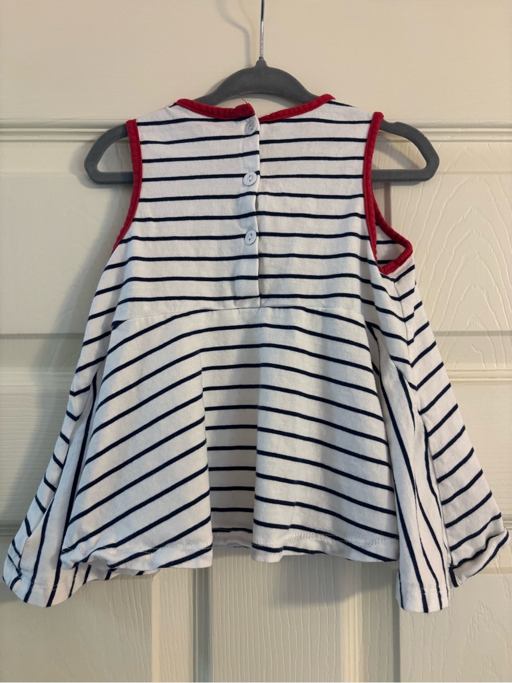 Ralph Lauren White Tank Top with Navy Stripes and Red Trim - Picture 3 of 5